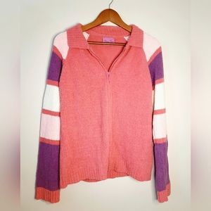 Vintage Super Soft Colorblock Zip Up Sweater
